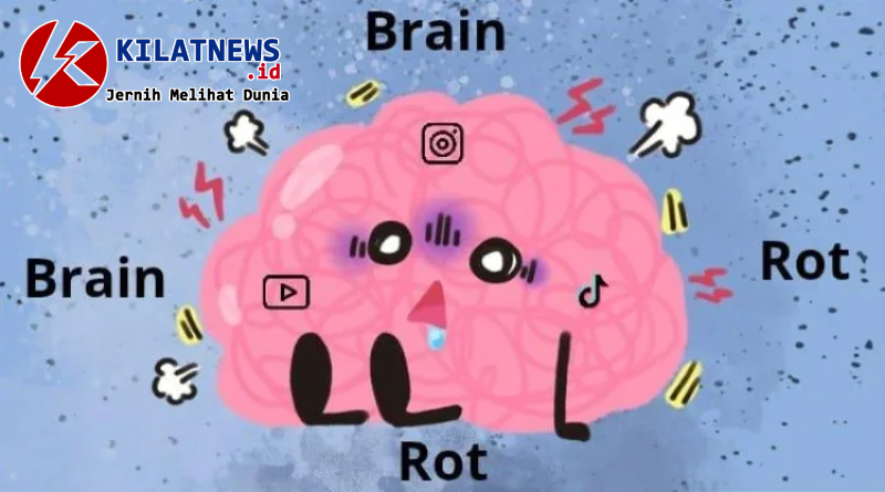 brain rot akibat scroll tiktok berlebihan seseorang kecanduan media sosial